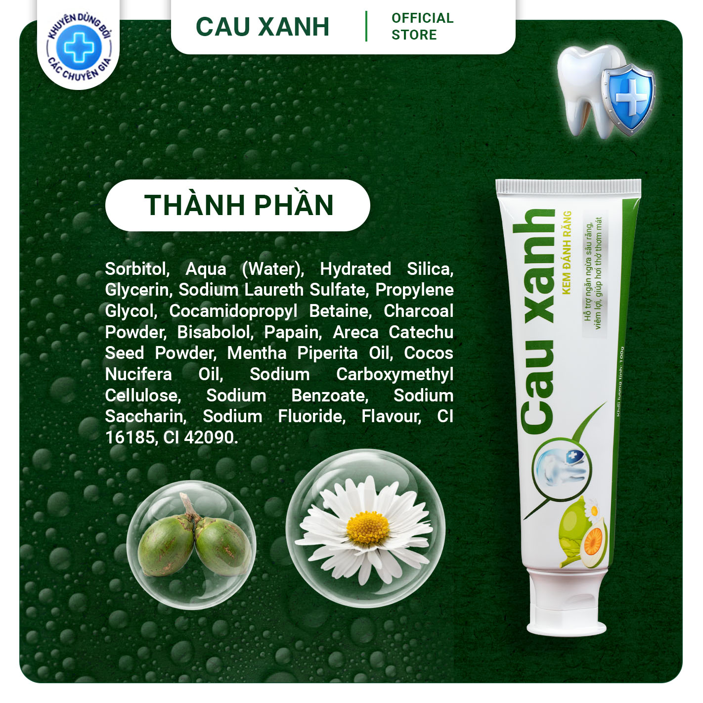 Thành phần sản phẩm Kem Đánh Răng Cau Xanh